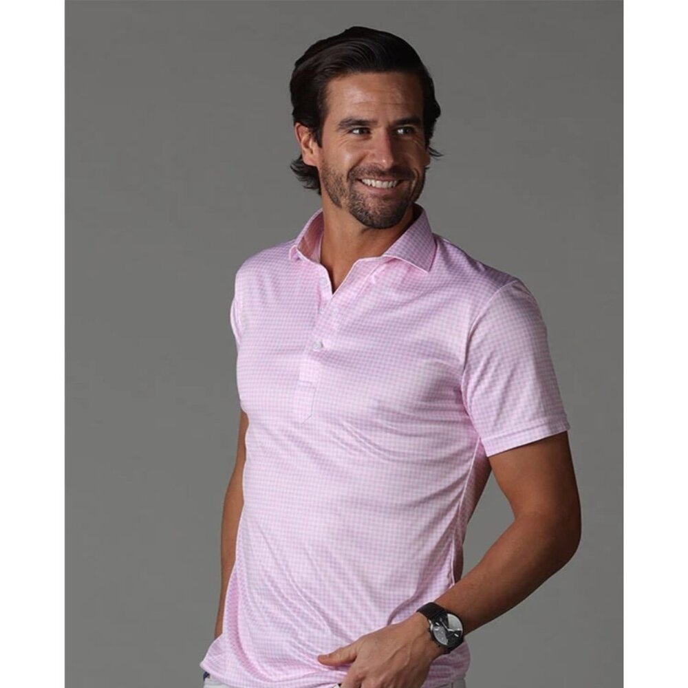 Collars and Co Polo 2XL Tall NWT Semi-Spread Pink Gingham Mens Golf